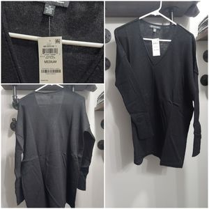 NWT. INC International Concepts Black Sweater VNeck